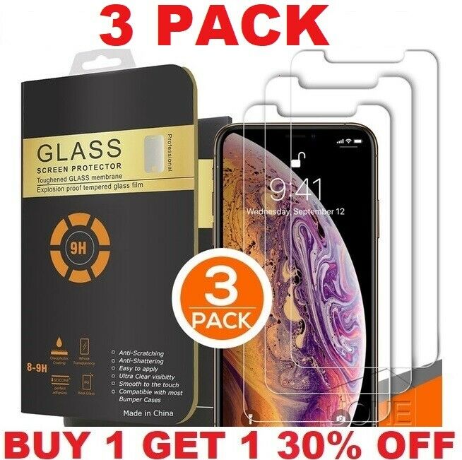 For Iphone 12 11 Pro Max Xr X Xs Max 8 7 Tempered Glass Screen Protector 3-pack