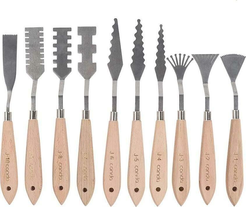 Conda 10pcs Stainless Steel Spatula Palette Knife Painting Tools Metal Knives