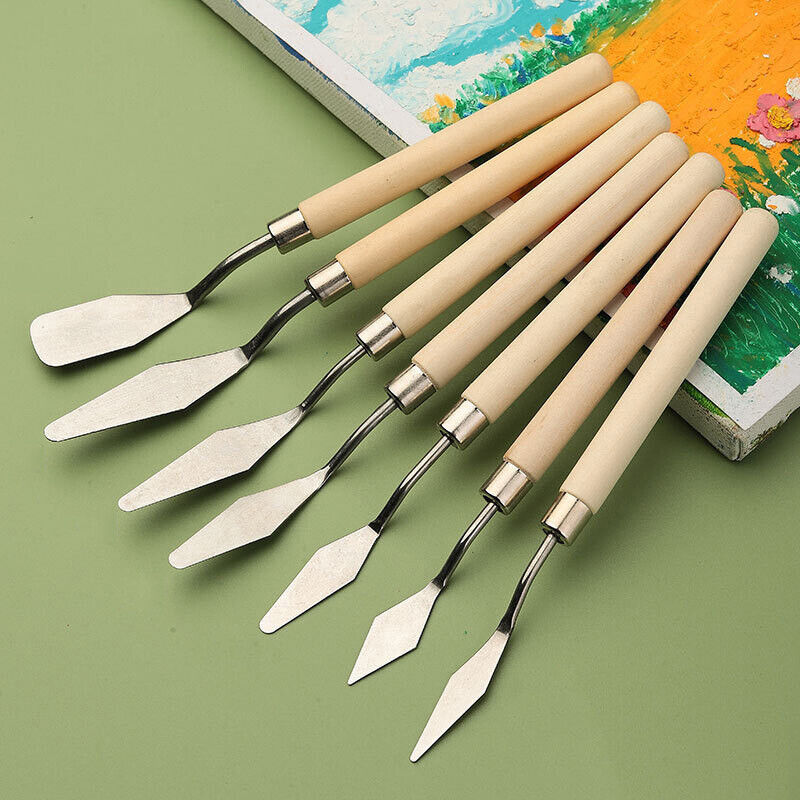 7× Stainless Palette Knife Scraper Spatula For Artist Oil Acrylic Paint Canvas