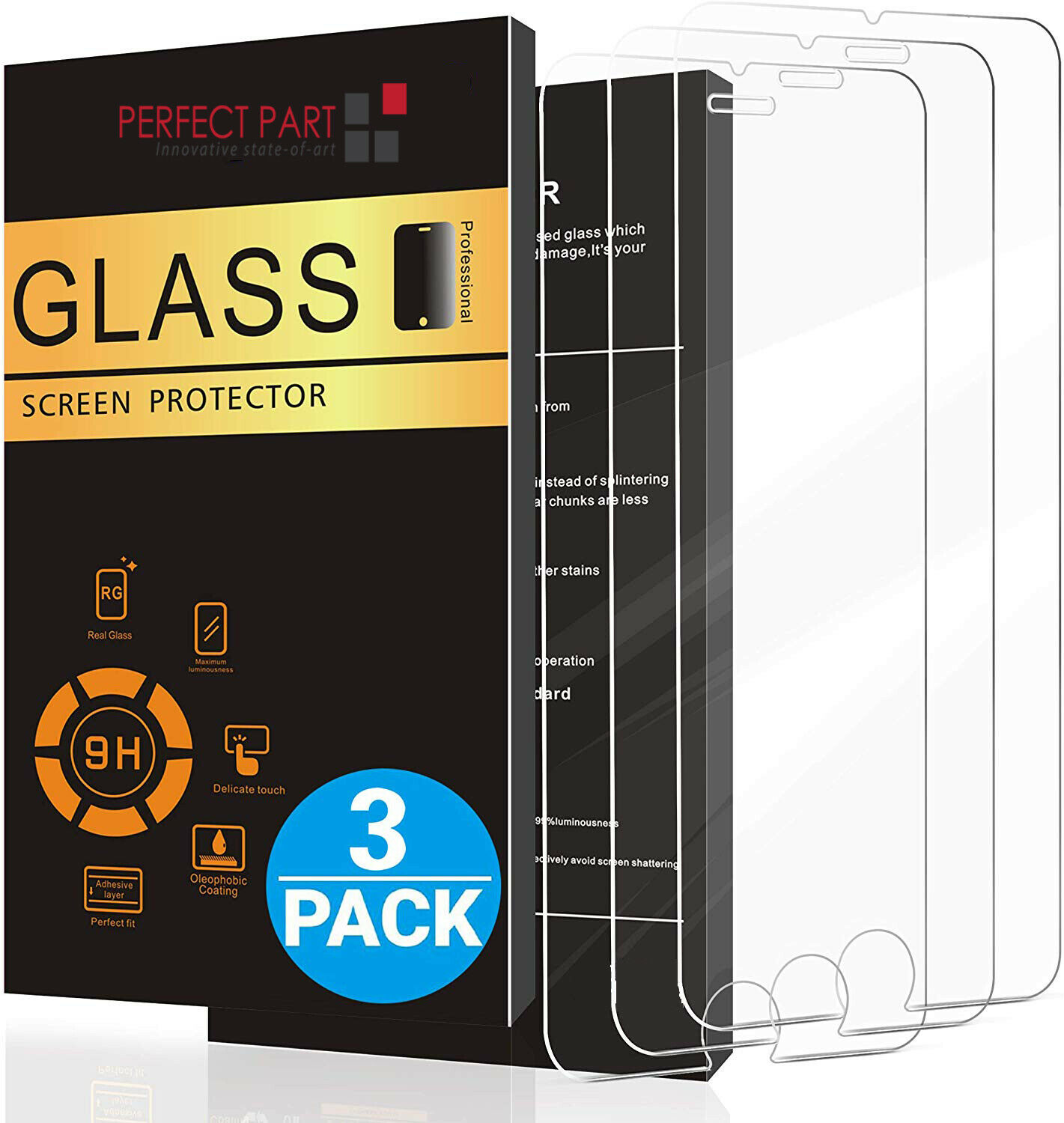 For Iphone 12 11 Pro Max Xr X Xs Max 8 7 Tempered Glass Screen Protector 3-pack