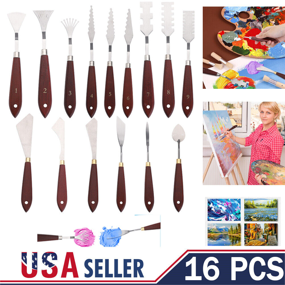 16 Pcs Stainless Palette Knife Scraper Spatula Set For Artist Oil Painting Knive