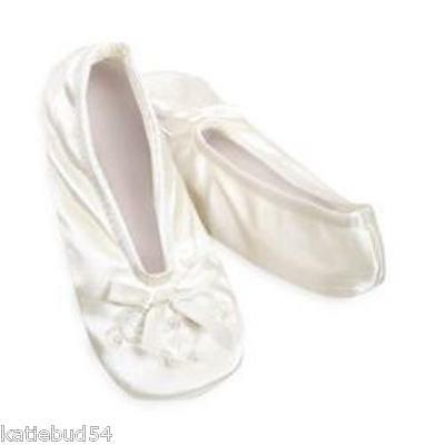 Girls Isotoner Ivory Pearl Ballet Style House Slippers New Soft Gray Suede Sole
