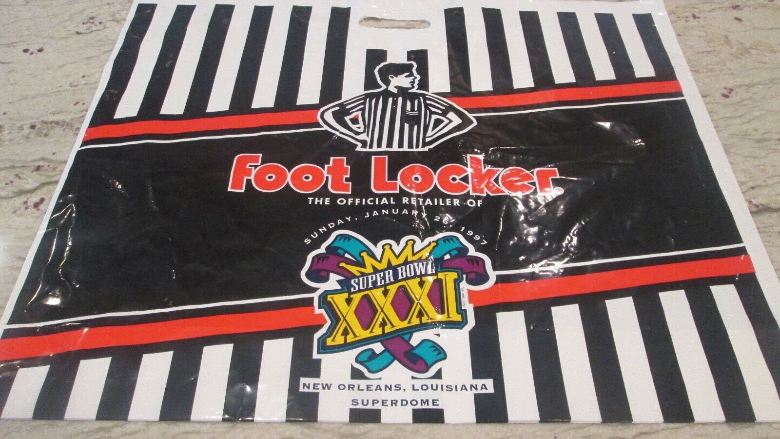 New- Foot Locker Super Bowl Xxx1=31 Logo Shopping Bag-2-sided Size 21x26"'large