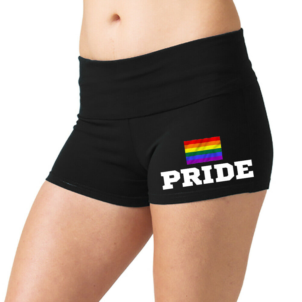 Junior's Rainbow Flag Pride Tv59 Black Yoga Shorts Booty Gay Lesbian Lgbt Love