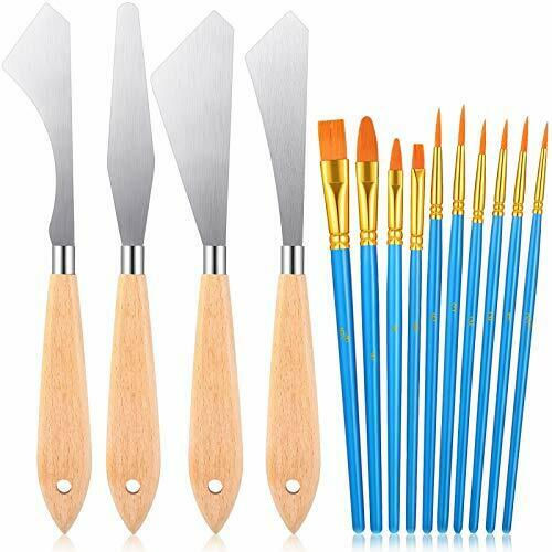Outus 4 Pieces Painting Knife Oil Paints Palette Knife With 10 Pieces Nylon H...