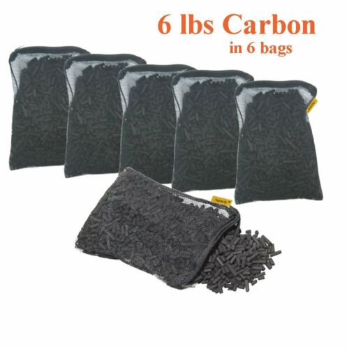 Activated Charcoal Carbon In 6 Mesh Bags Aquarium Pond Canister Filter 6 Lbs
