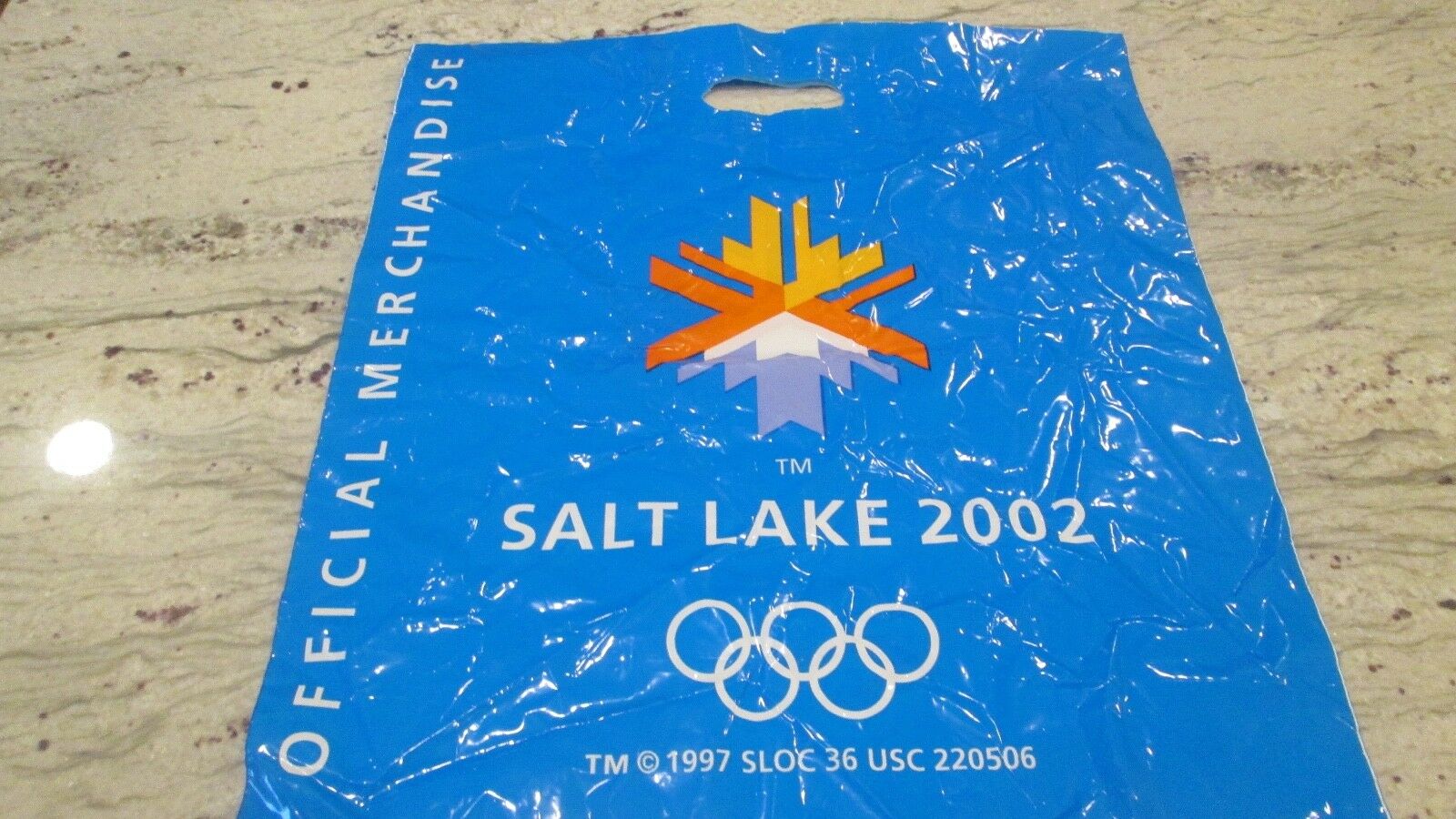 New- Salt Lake City 2002 Winter Olympics Logo Shop Bag 2-sided Size= 17 1/2 X20"